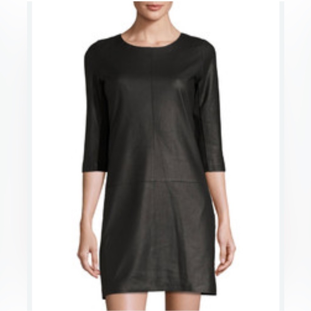 My Tribe Black Leather Shift Dress